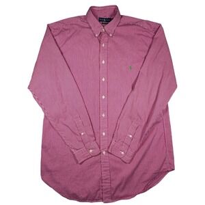 Ralph Lauren Mens LT Large Tall Red White Striped Classic Fit Button Down Shirt